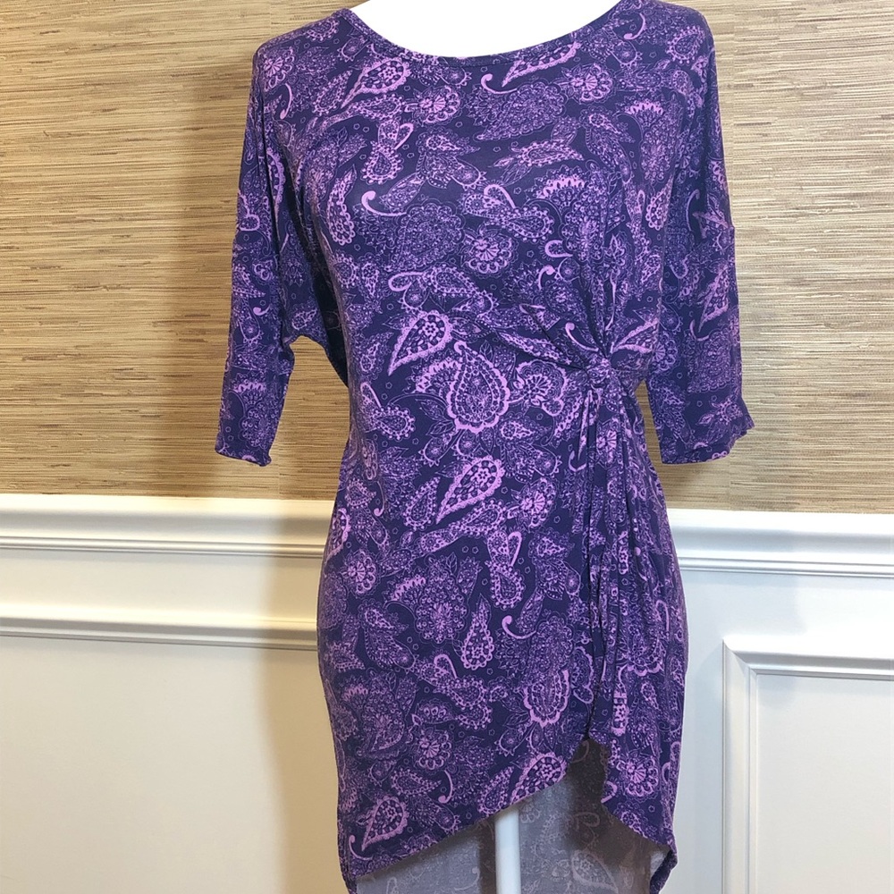 LuLaRoe purple paisley knot shirt top small